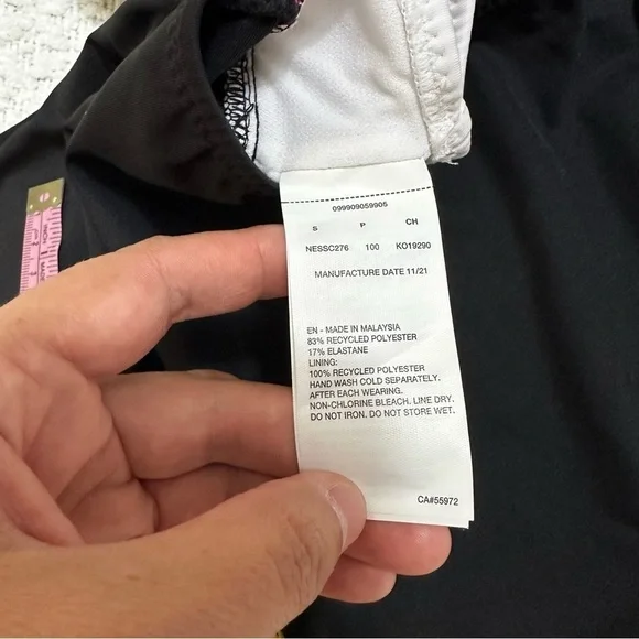 NWT Nike Tankini Swim Top Pink Black White With Zipper Women Sz S - Picture 4 of 7